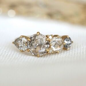 Sofia Kaman 18kt salt and pepper diamond engagement ring